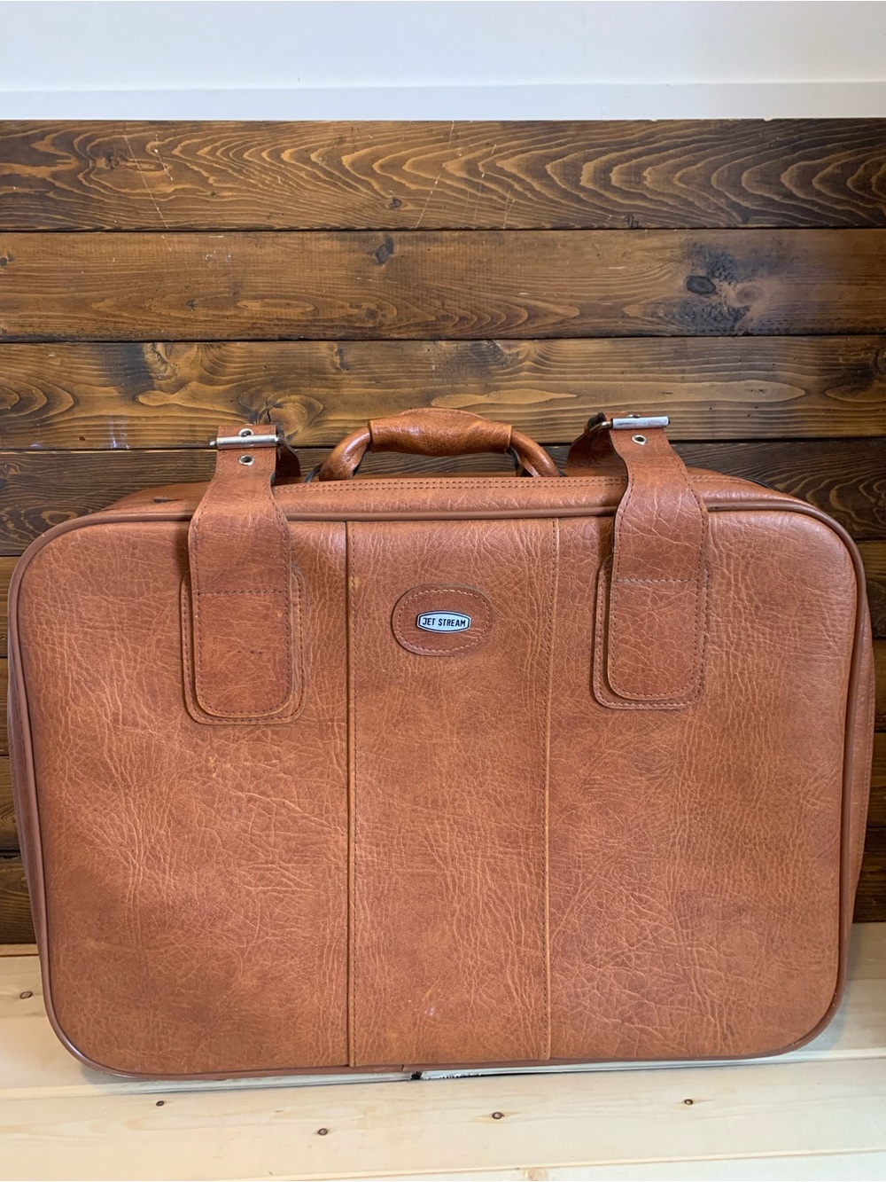 Vintage 70s Jet Stream Leather Suitcase